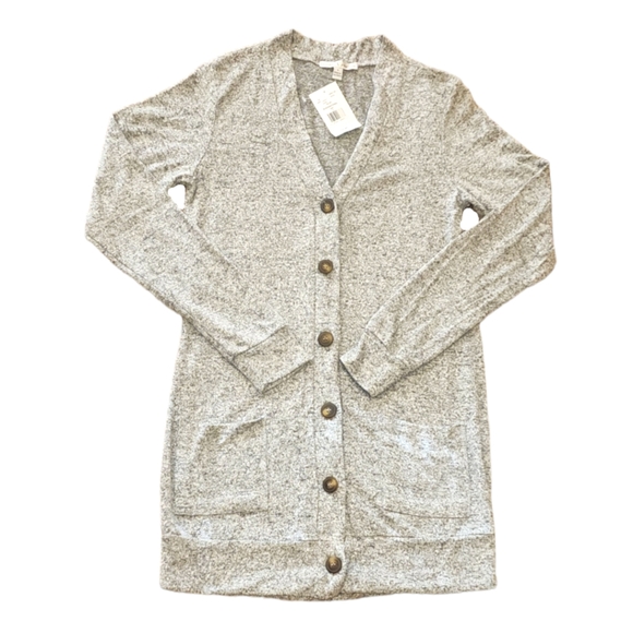 NWT Women's Moa Moa Soft Gray Button Down Cardigan w/Pockets Size: S - Picture 2 of 6
